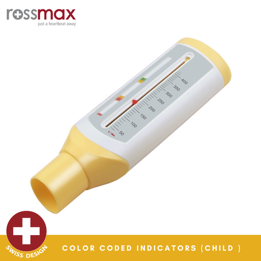 Rossmax PF120C Child Peak Flow Meter with Color–coded indicators