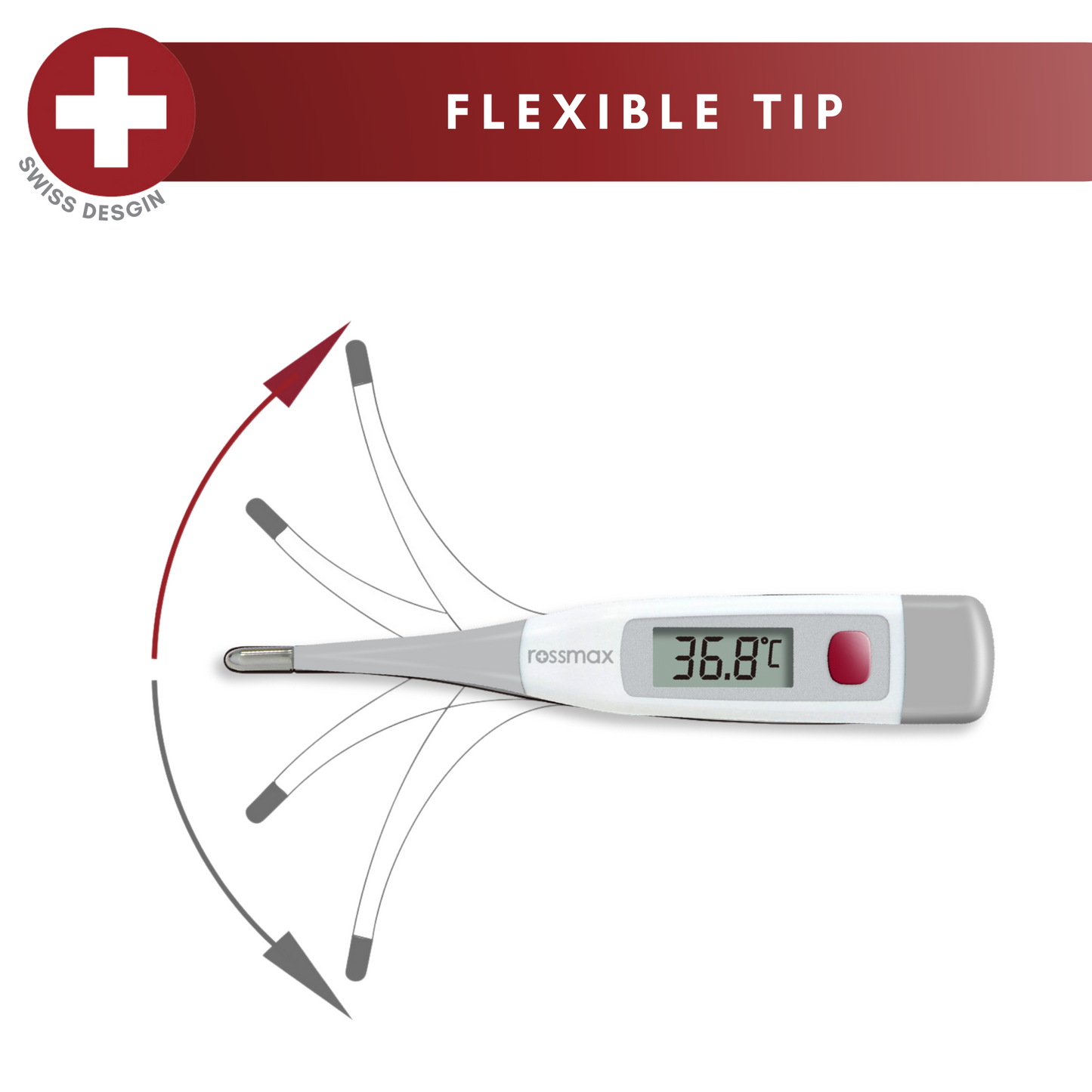 Rossmax TG380 2 Years Warranty Waterproof Flexible Swiss Designed Clinical Digital Thermometer For Adult Child Baby