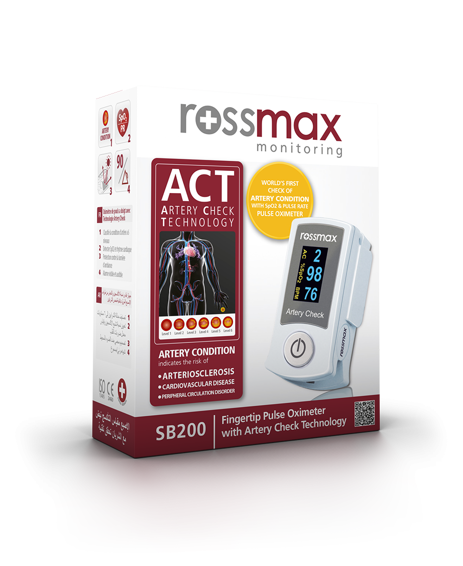 Rossmax SB200 2 Years Warranty Swiss Designed Taiwan FDA Approved Fingertip Pulse Oximeter with ACT Artery Check Technology