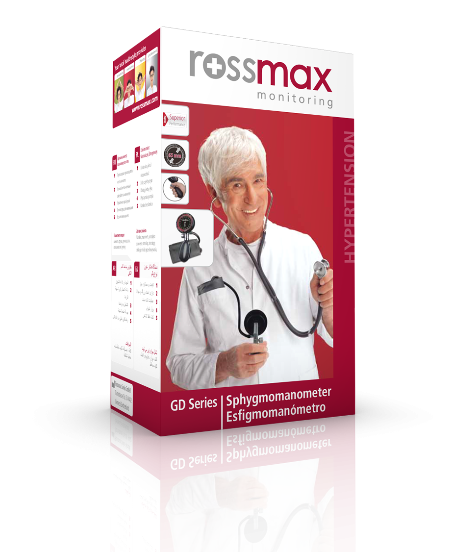 Rossmax GD Big Dial Face Easy Read Swiss Designed 2 Years Warranty Palm Type Sphygmomanometer Bp Set With Dual Head Stethoscope With D Ring On Cuff